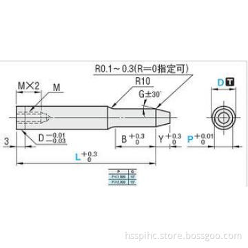 SKD11 / M2 / D2 Tapped Type Pilot Punch With Step and No He